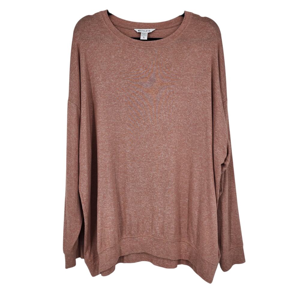 Athleta Mindful Pullover Palermo Pink Crew Neck Dolman Sleeve Sweatshirt Size XL